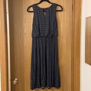 Loft Navy Sleeveless Keyhole Dress